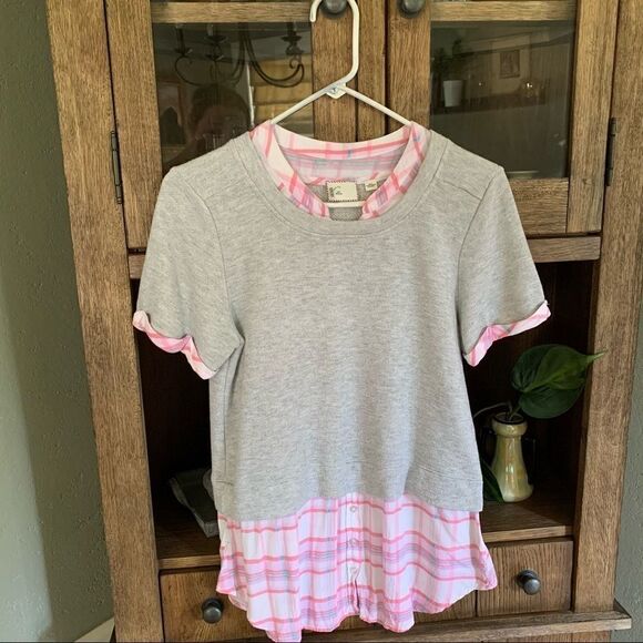 Anthro Postmark Picnic Plaid Layered Top Sz - Picture 2 of 5